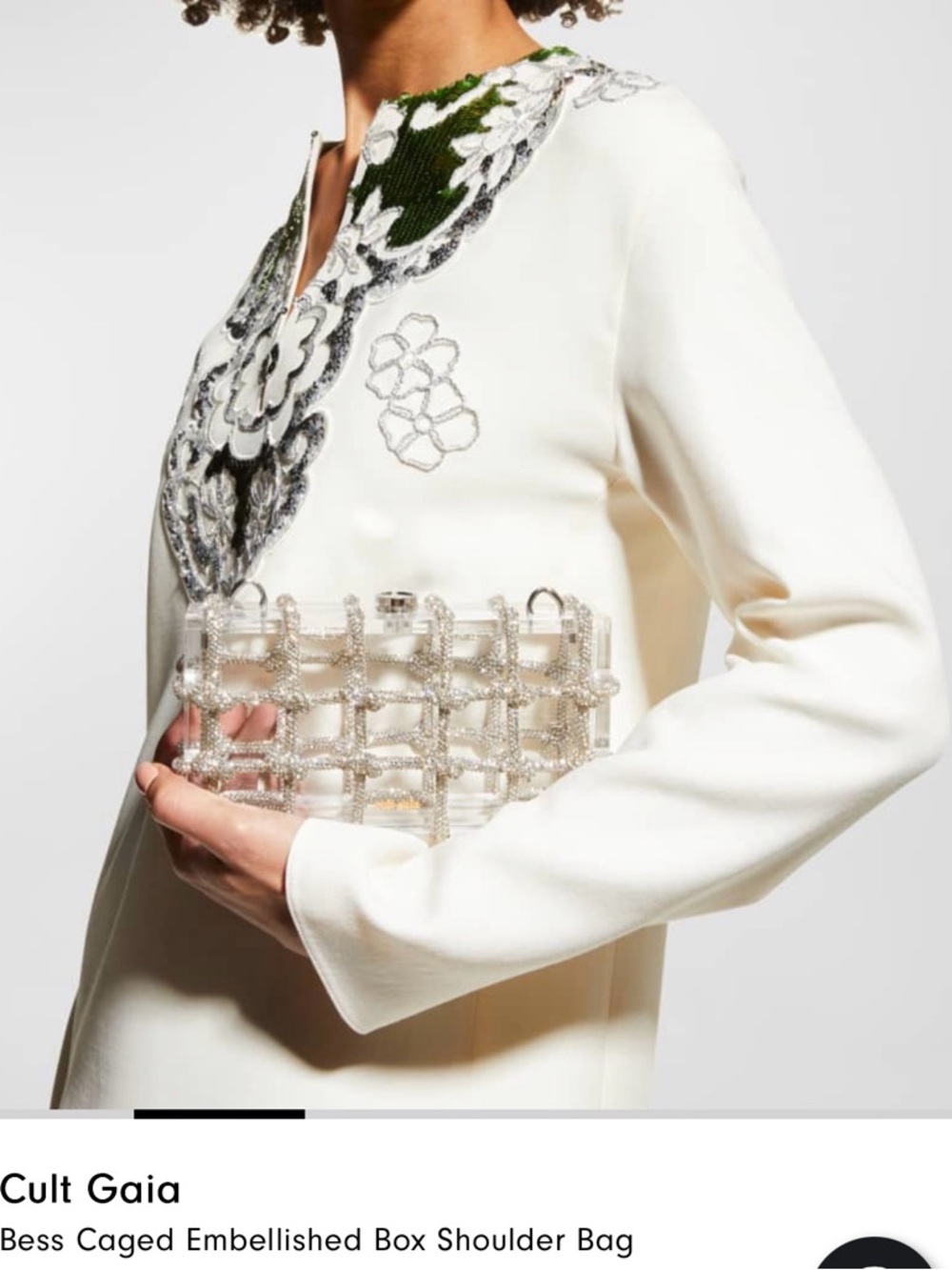 cult gaia Clear Acrylic Box Clutch with Silver Crystal Lattice - Picture 5 of 8